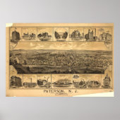  Pictorial Map of Paterson NJ (1880) Poster (Voorkant)