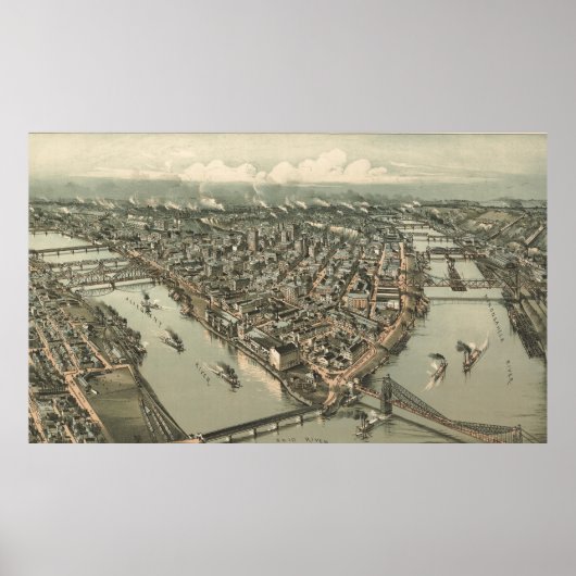 Pictorial Map of Pittsburgh (1902) Poster (Voorkant)