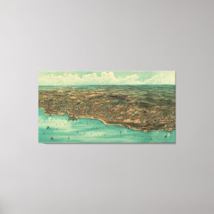 Pictorial Map of Plymouth MA (1910) Canvas Afdruk