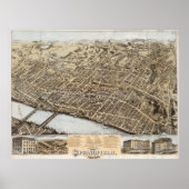Pictorial Map of Springfield MA (1875) Poster (Voorkant)