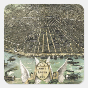 Pictorial Map of St. Louis (1896) Vierkante Sticker
