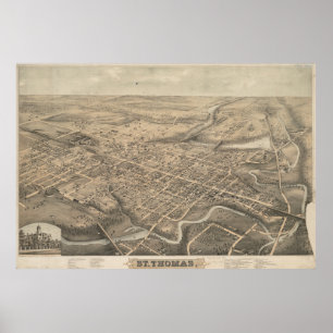 Pictorial Map of St. Thomas Ontario (1875) Poster