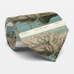 Pictorial Map of the Panama Canal (1881) Stropdas