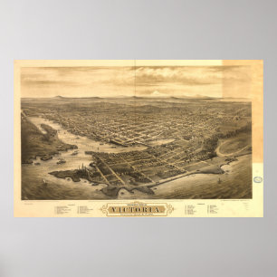  Pictorial Map of Victoria Vancouver (1878) Poster