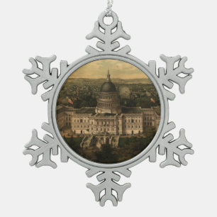 Pictorial Map of Washington D.C. (1857) Tin Sneeuwvlok Ornament