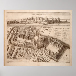  Pictorial Map of Windsor Castle (1677) Poster