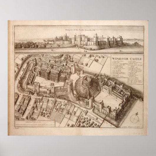  Pictorial Map of Windsor Castle (1677) Poster (Voorkant)