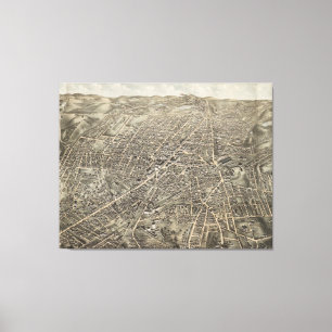  Pictorial Map of Worcester MA (1878) Canvas Afdruk