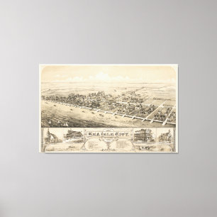 Pictorial Map of Zee Isle City NJ (1885) Canvas Afdruk