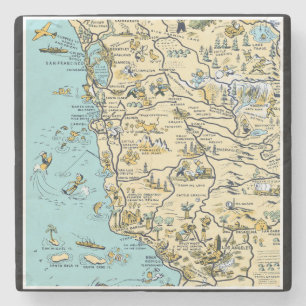 Pictorial Map van Californië Stenen Onderzetter