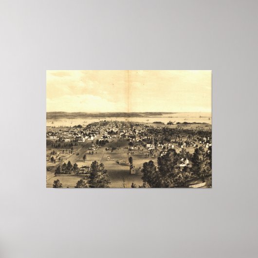  Pictorial Map van Hamilton Ontario (1859) Canvas Afdruk (Voorkant)