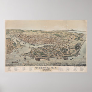  Pictorial Map van Victoria BC (1889) Poster