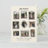Picture Frames Hand Drawn Save The Date Card (Staand voorkant)