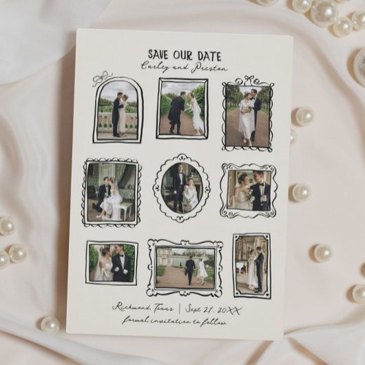 Picture Frames Hand Drawn Save The Date Card