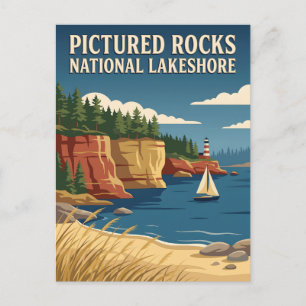 Pictured Rocks Michigan Oever Affiche uit het verl Briefkaart