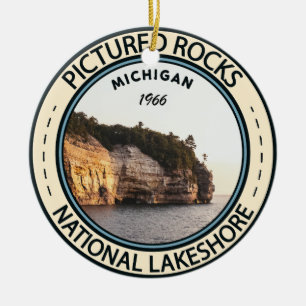 Pictured Rocks National Lakeshore Michigan Badge Keramisch Ornament