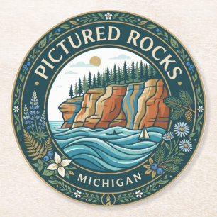 Pictured Rocks National Lakeshore Michigan Ronde Kartonnen Onderzetter