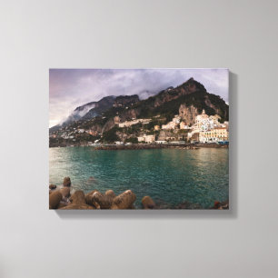 Picturesque Amalfi Coast, Italië Seaside Town Canvas Afdruk