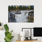 Picturesque Canadian Waterfall, Athabasca-Herfsten Poster (Thuiskantoor)