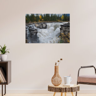 Picturesque Canadian Waterfall, Athabasca-Herfsten Poster