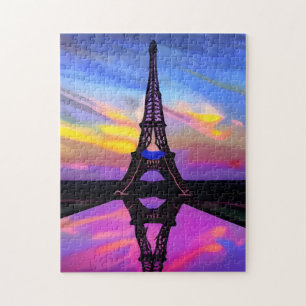 Picturesque Eiffeltoren in een gloeiende zonnebank Legpuzzel