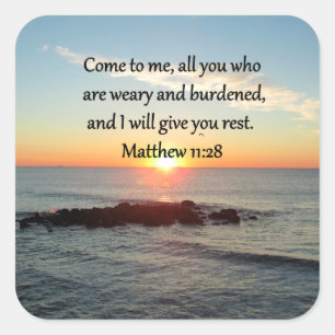 PICTURESQUE MATTHEW 11-INCH 28 SCRIPTURE VERSE VIERKANTE STICKER