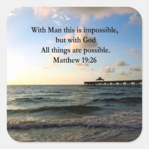 PICTURESQUE MATTHEW 19:26 OCEAAN FOTO DESIGN VIERKANTE STICKER