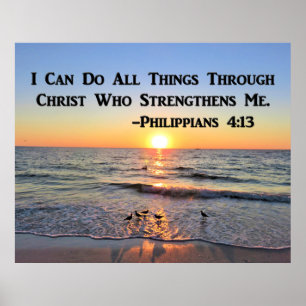 PICTURESQUE PHILIPPIANS 4:13 OCEAAN SUNRISE POSTER