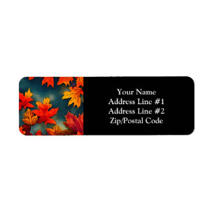 Picturesque Rustic Autumn Maple Leaves Etiket