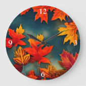 Picturesque Rustic Autumn Maple Leaves Grote Klok (Voorkant)