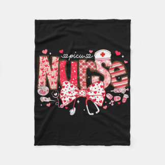 Picu Nurse Stethoscope Coquette Bow Heart Valentin Fleece Deken
