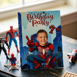 pider-Man Superhero Photo Birthday Party  Kaart