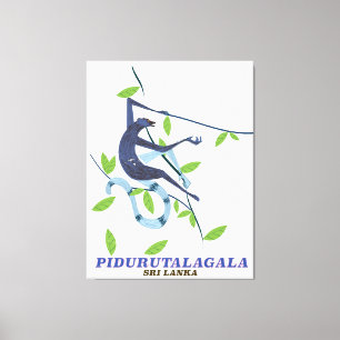 Pidurutalagala Sri Lanka reisposter. Canvas Afdruk