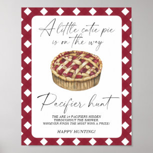 Pie baby shower spel - fopspeen jacht poster