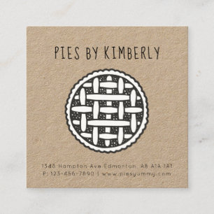 Pie Bakery Business Simple Minimalist Modern Black Vierkante Visitekaartje