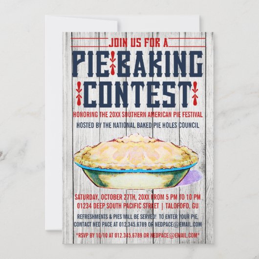 Pie Baking Contest Invitations Kaart (Voorkant)