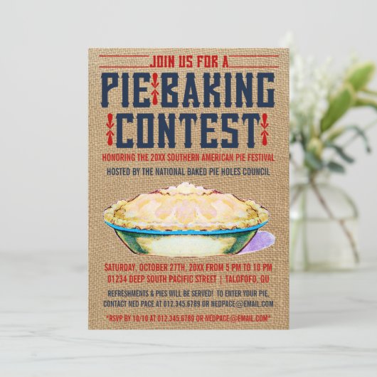Pie Baking Contest Invitations Kaart (Staand voorkant)