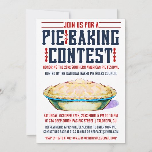 Pie Baking Contest Invitations Kaart (Voorkant)
