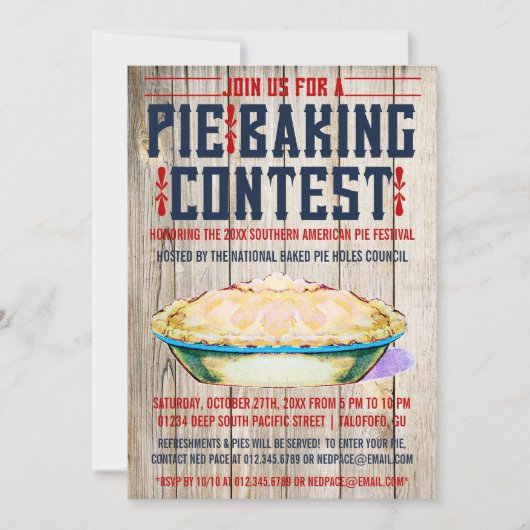 Pie Baking Contest Invitations Kaart (Voorkant)