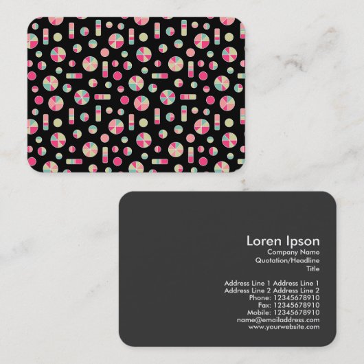 Pie Circles en Bars Pattern 271019v1 - zwart Visitekaartje (Voorkant / Achterkant)