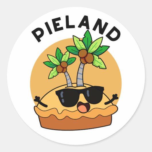 Pie-land Funny Island Pun Ronde Sticker (Voorkant)