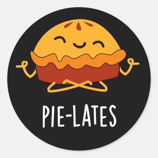 Pie-lates Funny Food Pie Pun Dark BG Ronde Sticker (Voorkant)