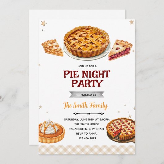 Pie party theme invitation (Devant / Derrière)