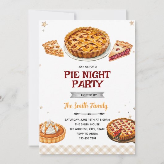 Pie party theme invitation kaart (Voorkant)