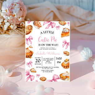 Pie Pink Bow Baby shower Kaart