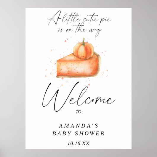 Pie pompoen herfst welkom baby shower feest poster (Voorkant)