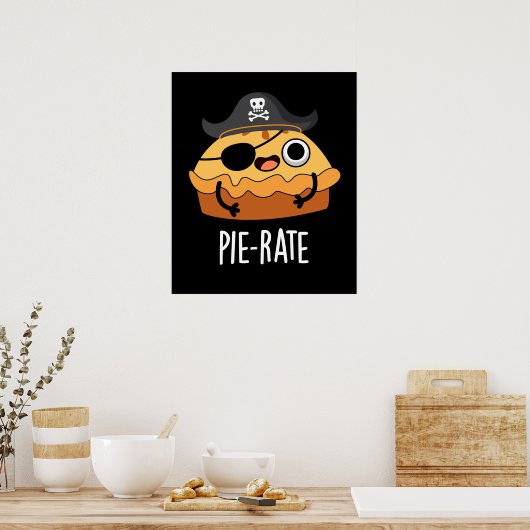 Pie-rate Funny Pirate Pie Dark BG Poster (Keuken)
