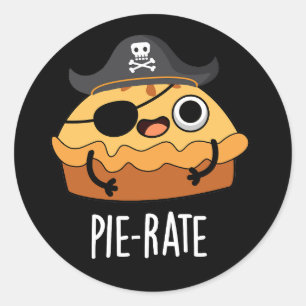 Pie-rate Funny Pirate Pie Dark BG Ronde Sticker