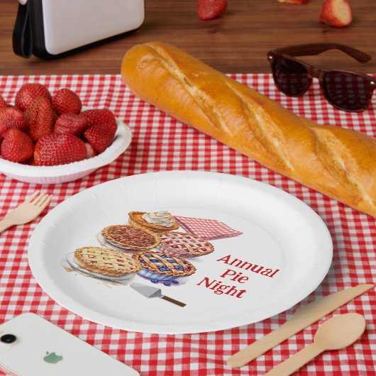 Pie Sharing Night Party Papieren Bordje (Picknick)