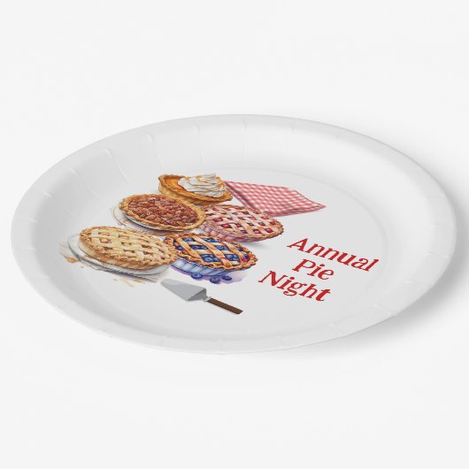 Pie Sharing Night Party Papieren Bordje (Gekanteld)